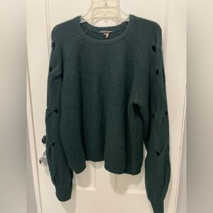 Caballero cable sleeve sweater. XL dark green.